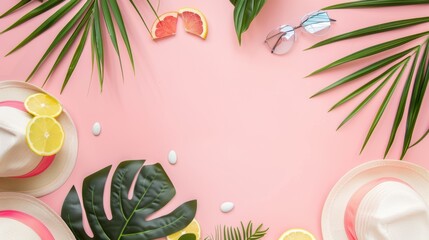 Dive into a Summer Flat - Lay on a Soft Pink Canvas