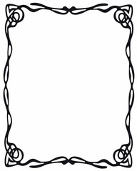 Elegant black line decorative frame with smooth curved edges and intricate corners