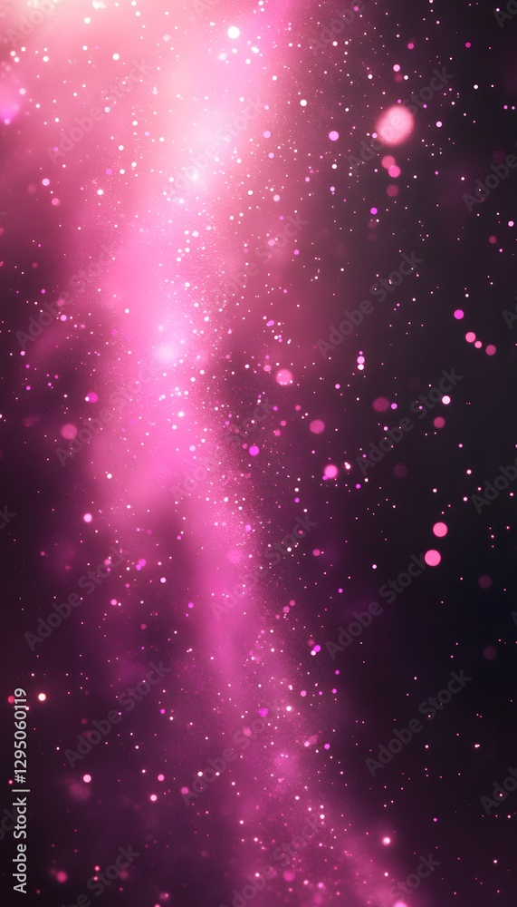 Sticker abstract pink nebula with shimmering particles and soft light