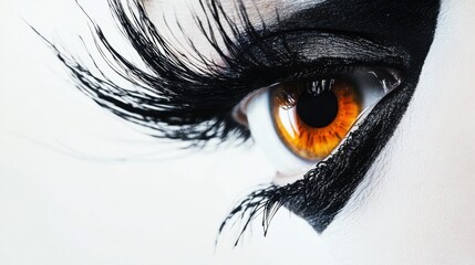 Obraz premium Captivating Amber Eye: A Close-Up Masterpiece of Makeup Artistry