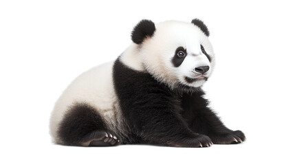 Fototapeta premium Adorable high-resolution panda isolated on transparent background for wildlife-themed designs and cute animal illustrations featuring iconic black and white bear for creative projects.