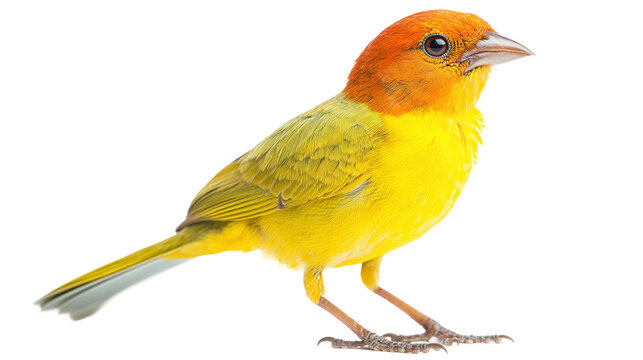 Detailed close-up of a colorful weaverbird perched standing, isolated on a transparent background, ideal for nature and wildlife-themed designs or educational purposes.