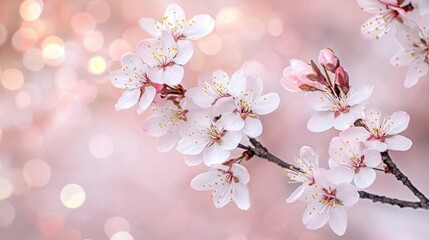 Obraz premium Beautiful cherry blossom flower at full blooming in Spring.