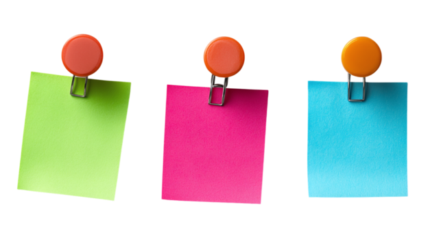 Top view of sticky note in png format with transparent background, ideal for office, reminder, and organizational designs.