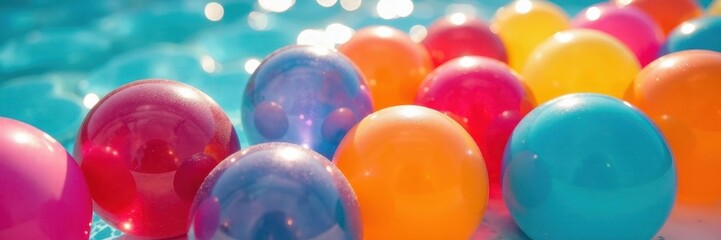 Water balloons filled with colored water ready for play, water, water balloons