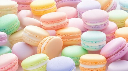 Obraz premium A close up view of colorful stacked delicious macarons