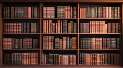 A timeless collection of old books on shelves, embodying knowledge and history in a serene setting.
