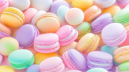 Obraz premium Delicious colorful macarons are stacked together in an artistic arrangement