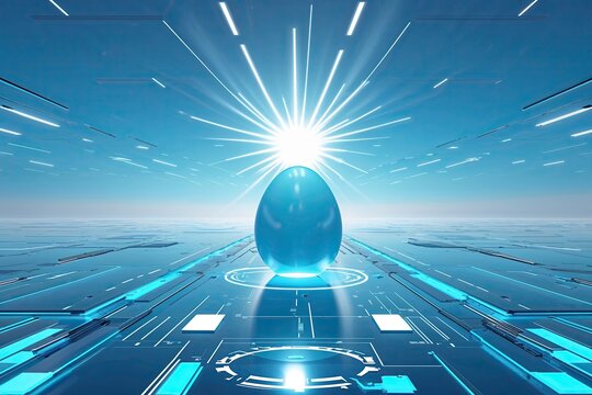 Bright Robin's Egg Blue Tech Horizon with Radiating Energy and Fresh Perspective