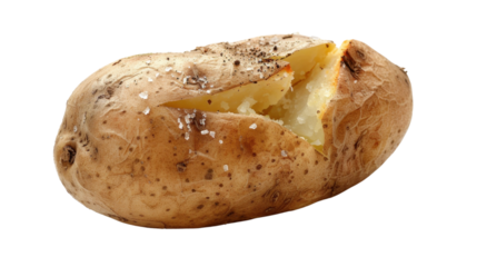 Baked potato with salt and pepper on transparent background