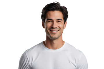 portrait of a handsome young man in white t-shirt