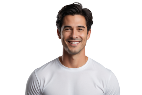 portrait of a handsome young man in white t-shirt