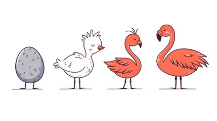 Obraz premium From egg to flamingo an educational illustration of bird evolution