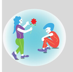 girl proposes boy cute vector illustration design clean and unique latest