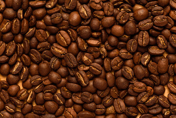Background of brown roasted coffee beans