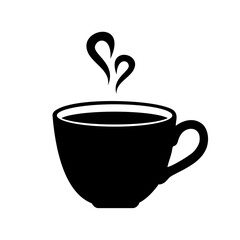 Hot coffee silhouette icon isolated on white background