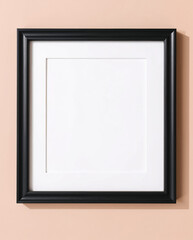 Empty black picture frame on a wall mockup