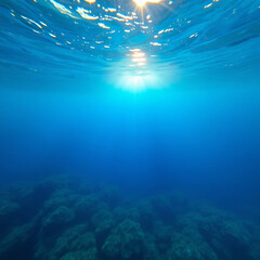 Fototapeta premium Pristine Plastic-Free Ocean with Vibrant Marine Life and Coral Reefs