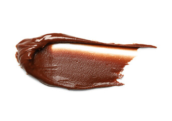Smear of delicious chocolate paste on white background