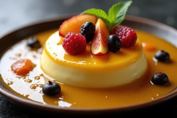 Delectable Zabaglione Fruit Platter in Velvety Custard
