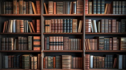 A timeless collection of old books on shelves, embodying knowledge and history in a serene setting.
