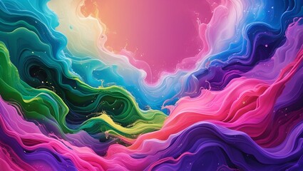 Fototapeta premium Blue waves swirl with liquid light and colorful, artistic motion