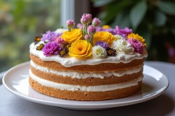 Enchanting Floral-Inspired Opera Cake with Delicious Blossoms