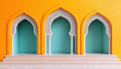 Ramadan Kareem Vibrant Islamic Arches, Traditional Design, Festive Background