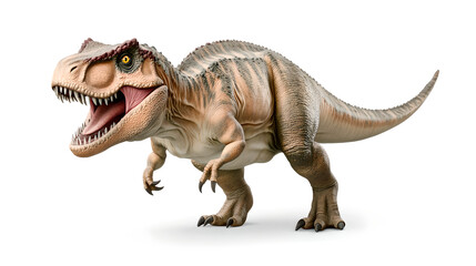 Naklejka premium Full shot of a ferocious Tyrannosaurus Rex against a white background.