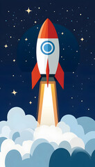 Fototapeta premium Business startup with a rocket launch, symbolizing success and digital investment - 