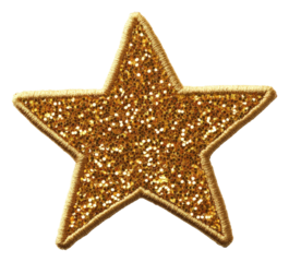 Sparkling gold star patch craft room decorative concept. Patch design isolated