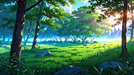 Nature anime landscape background