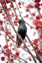 Starling Bird in Flowers Birds Blooms