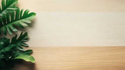A vibrant green plant is elegantly placed on a wooden table, showcasing its lush leaves and enhancing the room's natural ambiance.