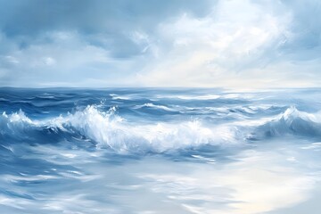 Fototapeta premium Stormy ocean waves at dawn