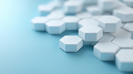 light blue background with fractal of white hexagonal shapes creating modern and abstract design. geometric pattern is visually appealing and futuristic