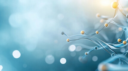 serene abstract light blue background with flowing lines and glowing spheres creates calming and futuristic atmosphere. soft bokeh effect enhances ethereal quality of image