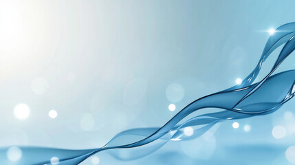 Sophisticated abstract light blue background with flowing wave design and bokeh effect, creating serene and elegant atmosphere