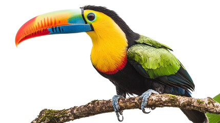 Obraz premium Colorful toucan png with detailed feathers isolated on transparent background for nature and wildlife design projects.