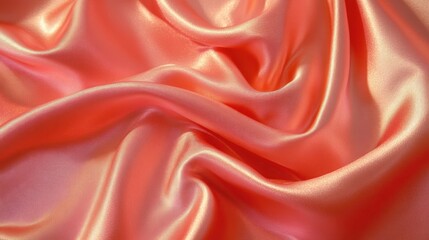 Obraz premium A detailed close-up of luxurious pink satin fabric showcasing numerous intricate folds and textures, highlighting its softness and sheen.