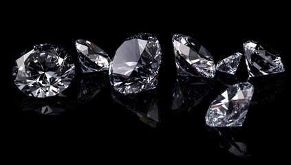 Sparkling Diamonds on Black Background