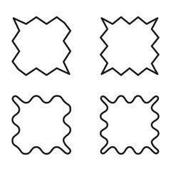 Polygonal frame icon. Jagged vector border. Wavy geometric outline. Abstract black shape.