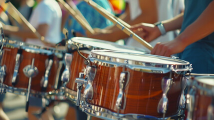 Fototapeta premium Drummers in a lively parade