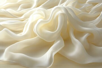 Obraz premium A close-up view of a white fabric draped elegantly over a table, showcasing its texture and softness in detail.