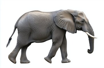 Fototapeta premium Majestic Elephant Walking Gracefully in Natural Habitat with Soft Light Highlights 