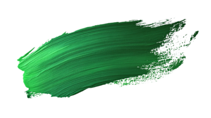 Vivid green paint brush strokes, isolated png with transparent background, ideal for digital art and design projects, vibrant green brushstroke texture for creative visual elements and artistic.