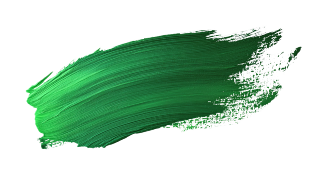 Vivid green paint brush strokes, isolated png with transparent background, ideal for digital art and design projects, vibrant green brushstroke texture for creative visual elements and artistic. - Powered by Adobe