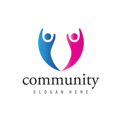 People logo design, Community human Logo with gradient color, people logo design template, vector illustration
