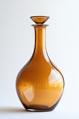 Amber glass decanter on white background