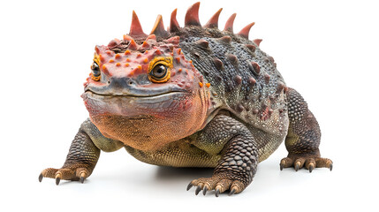 Obraz premium Close-up of a spiny-tailed lizard against a white background